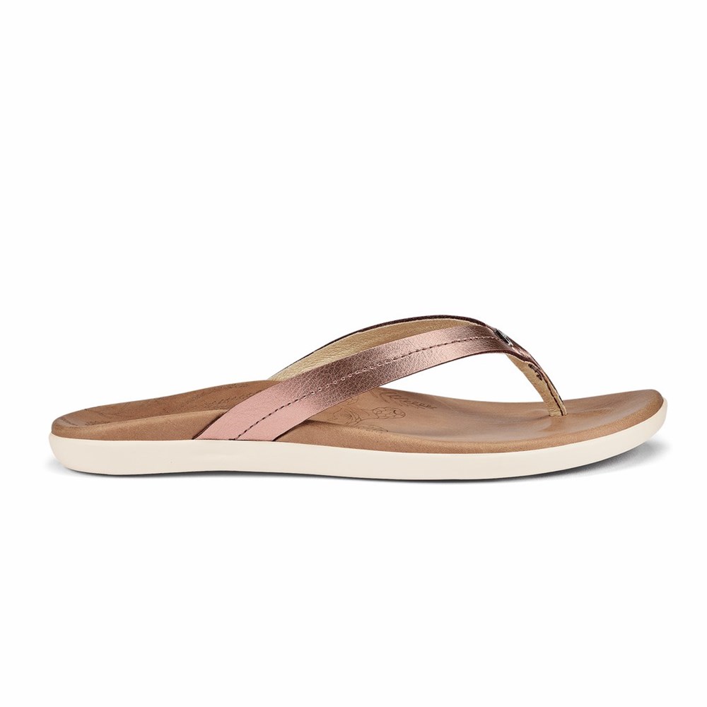 Pink Copper OluKai Honu Women\'s Sandals | 71584-MLGY