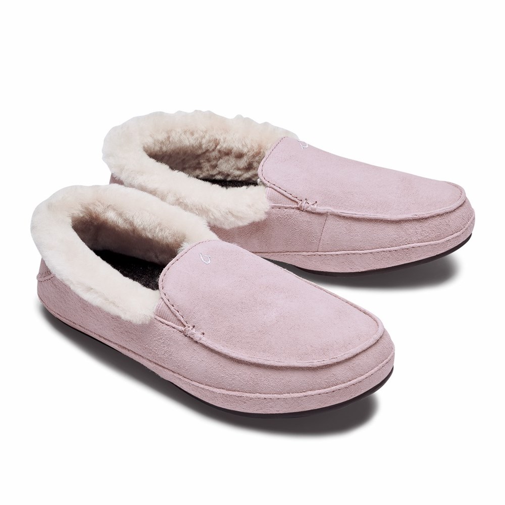 Pink OluKai Ku‘una Women's Slippers | 78263-BGJO