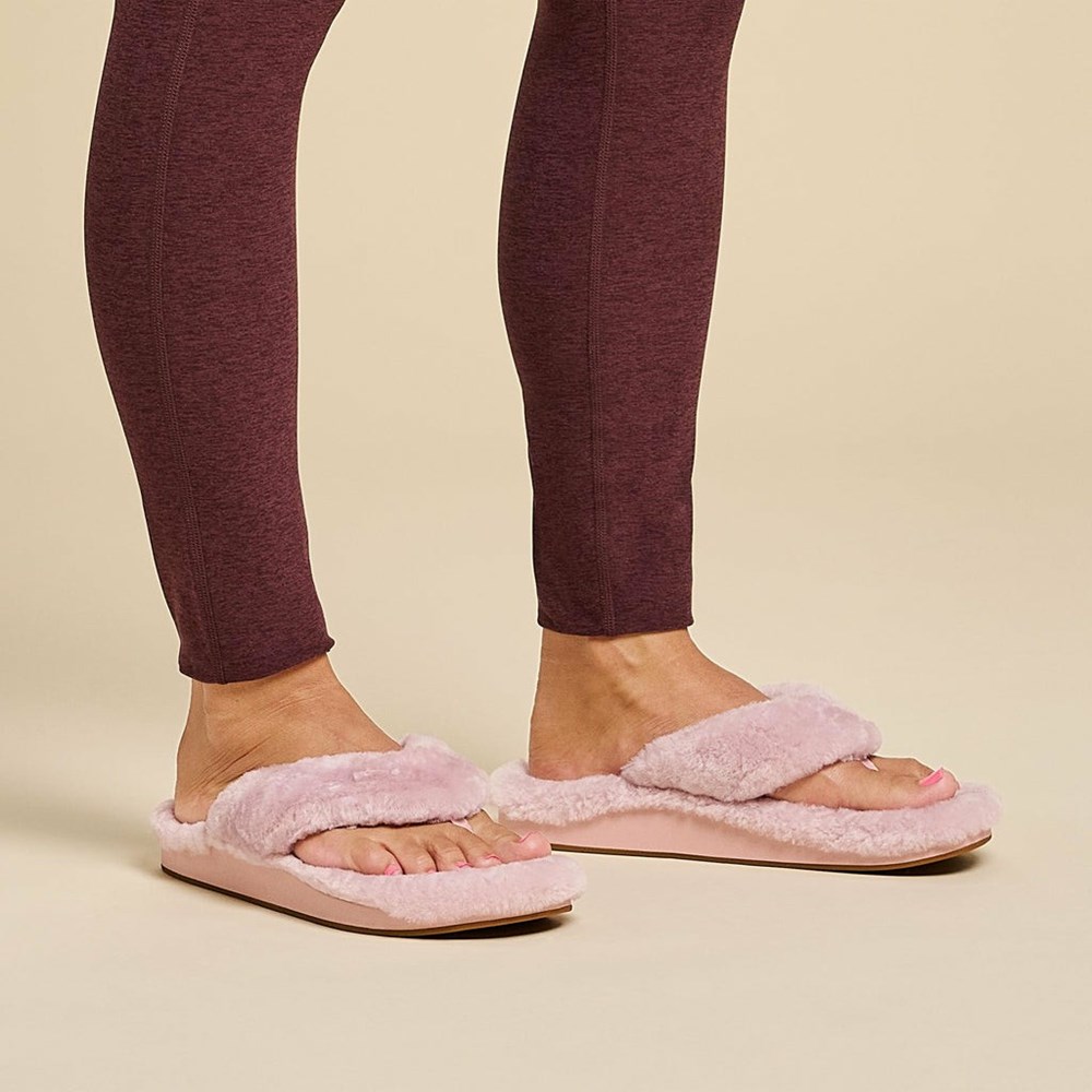 Pink OluKai Kīpe'a Heu Women's Slippers | 09235-AZOU