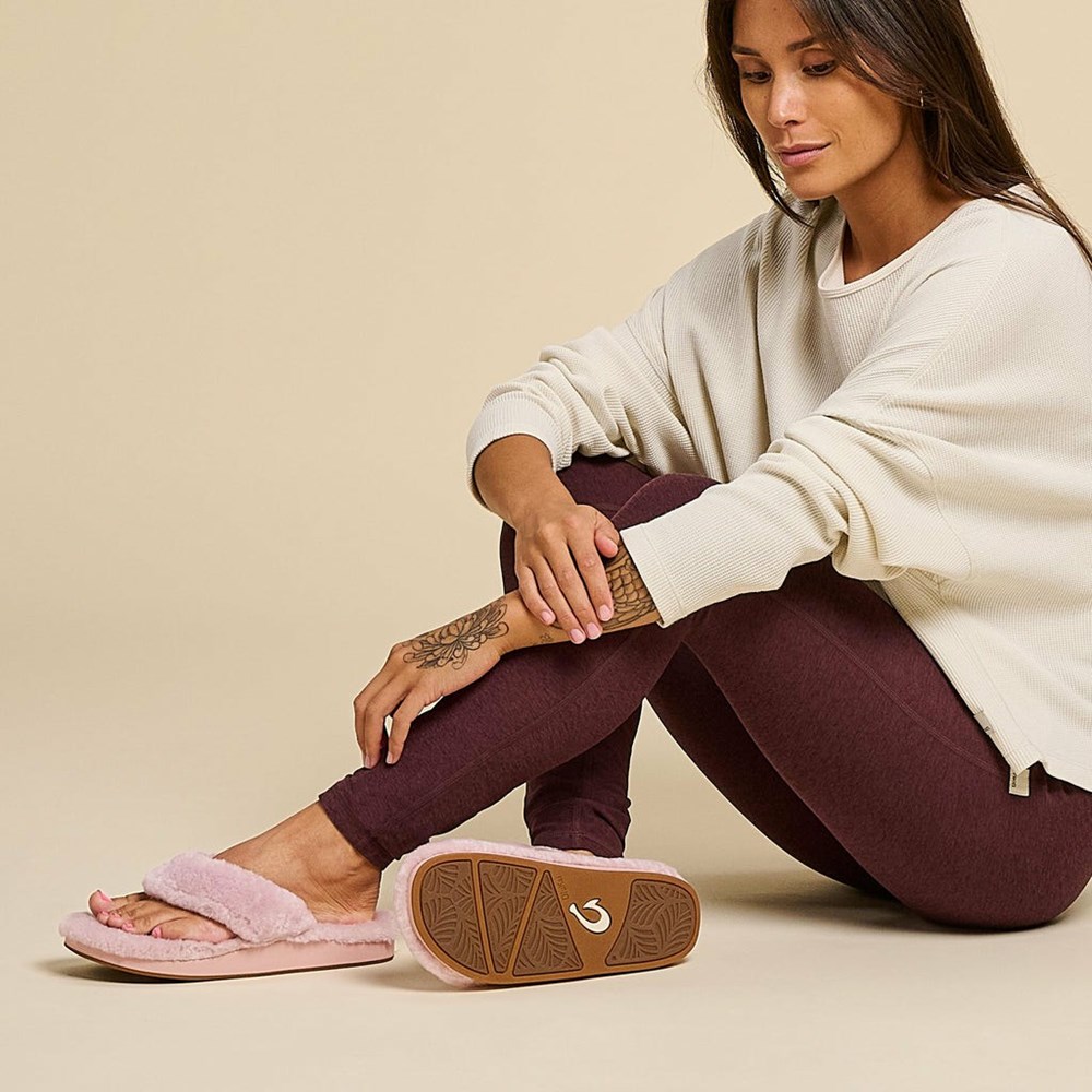 Pink OluKai Kīpe'a Heu Women's Slippers | 09235-AZOU