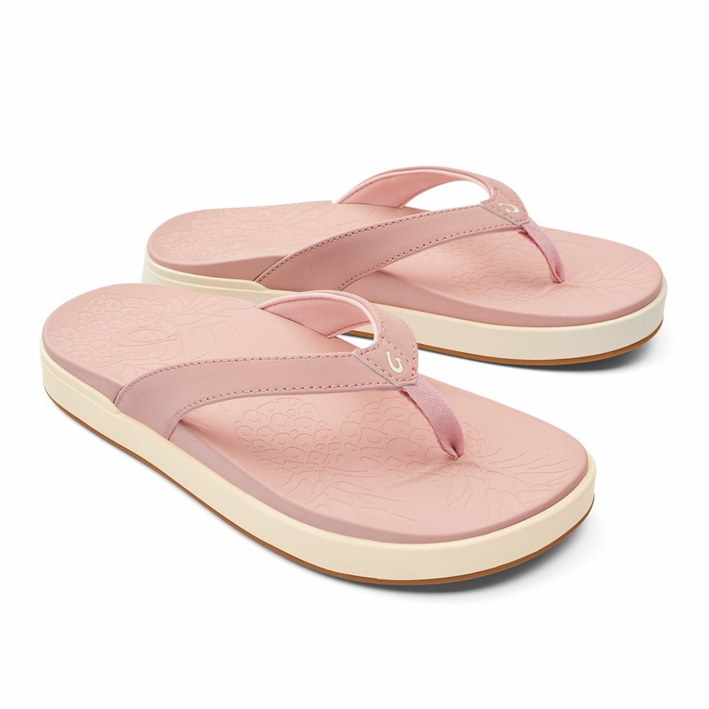 Pink OluKai Nu‘a Pi‘o Women's Sandals | 47382-EBOL