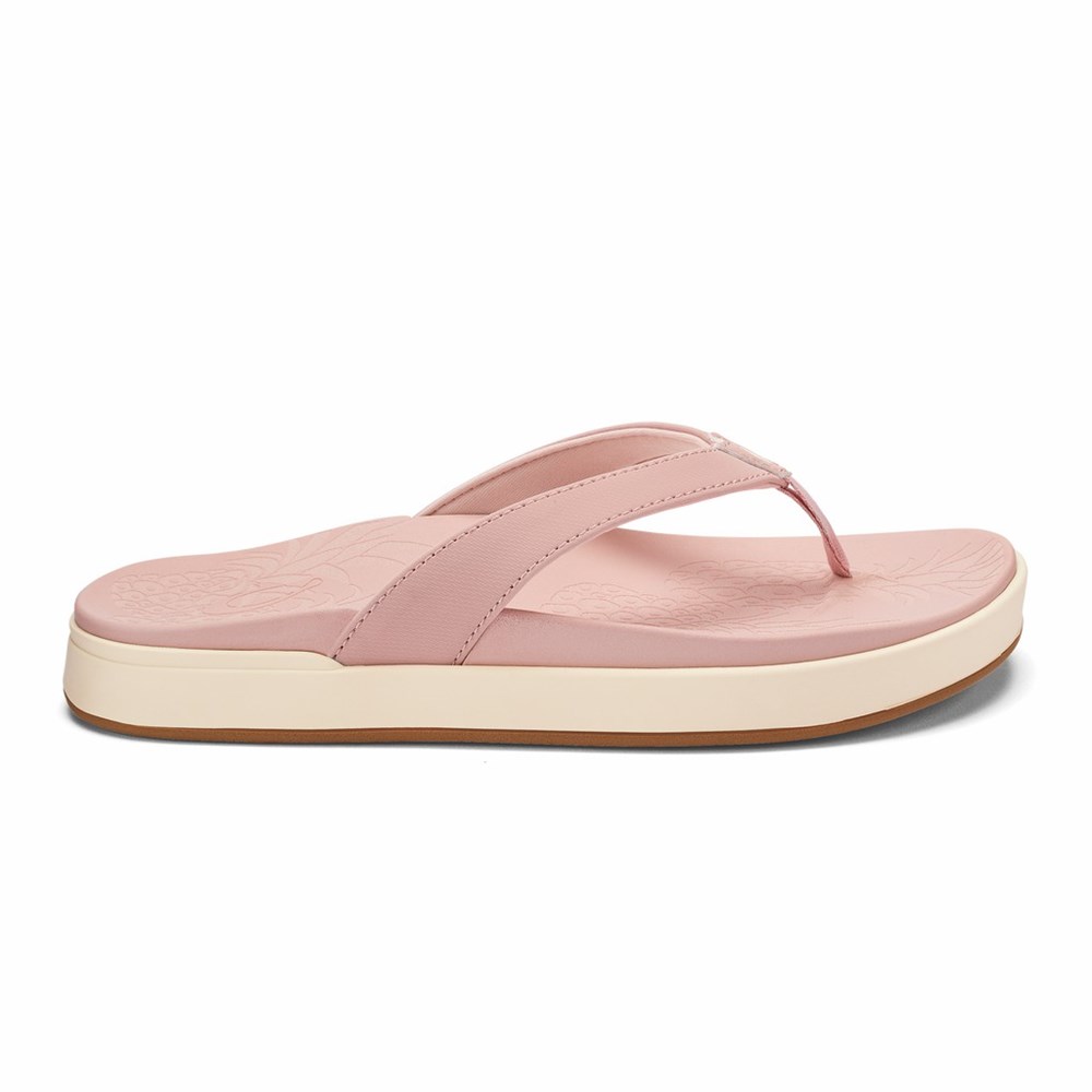 Pink OluKai Nu‘a Pi‘o Women\'s Sandals | 47382-EBOL