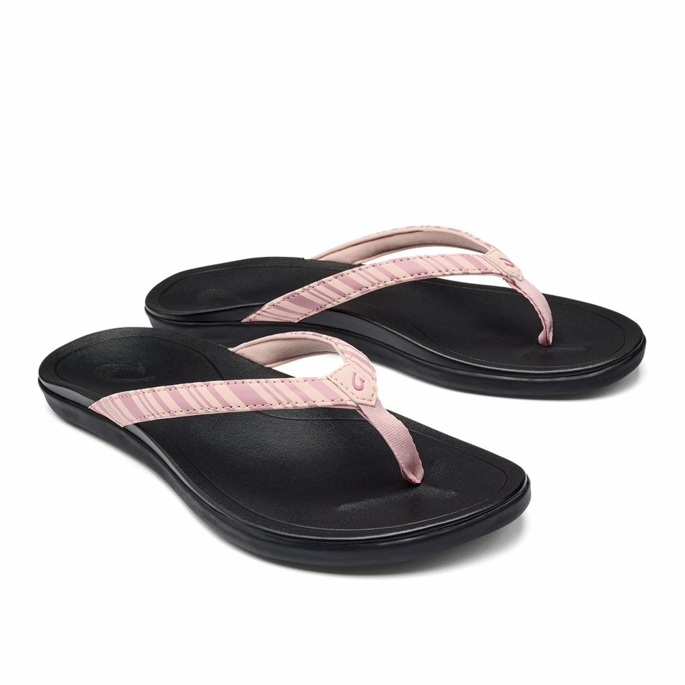 Pink / Stripes OluKai Ho‘ōpio Women's Sandals | 40851-CVOM