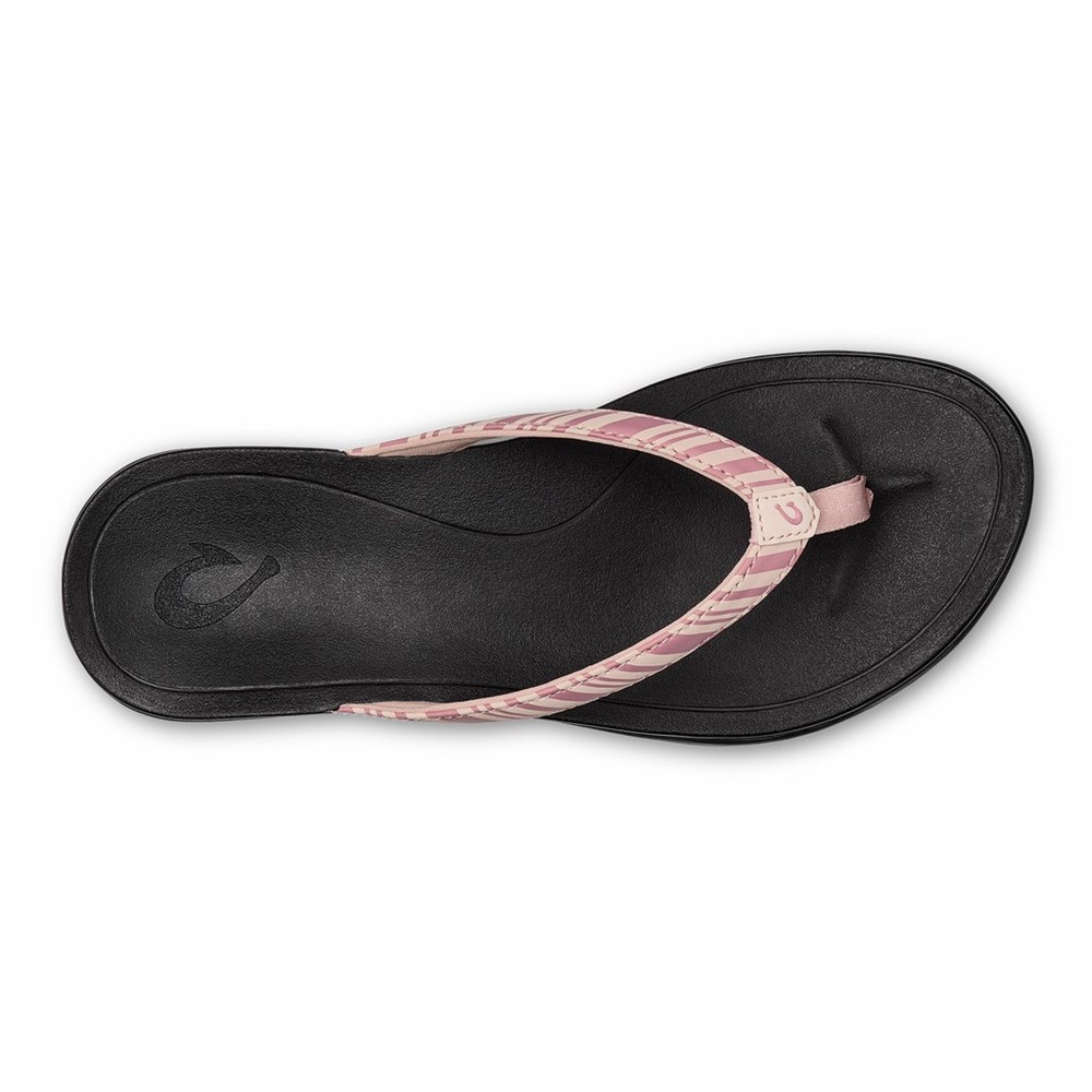 Pink / Stripes OluKai Ho‘ōpio Women's Sandals | 40851-CVOM