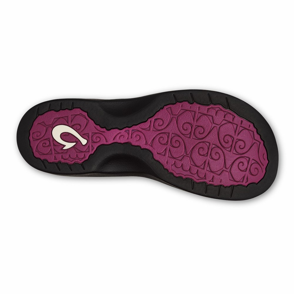 Purple Flower / Black OluKai ‘Ohana Women's Sandals | 78251-UIBE