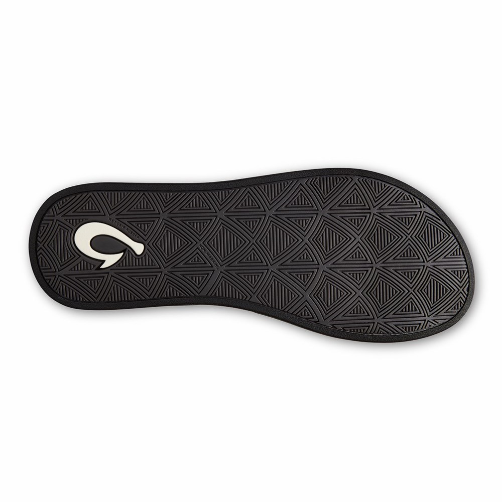 Silver / Black OluKai Puawe Women's Sandals | 16497-UQTZ