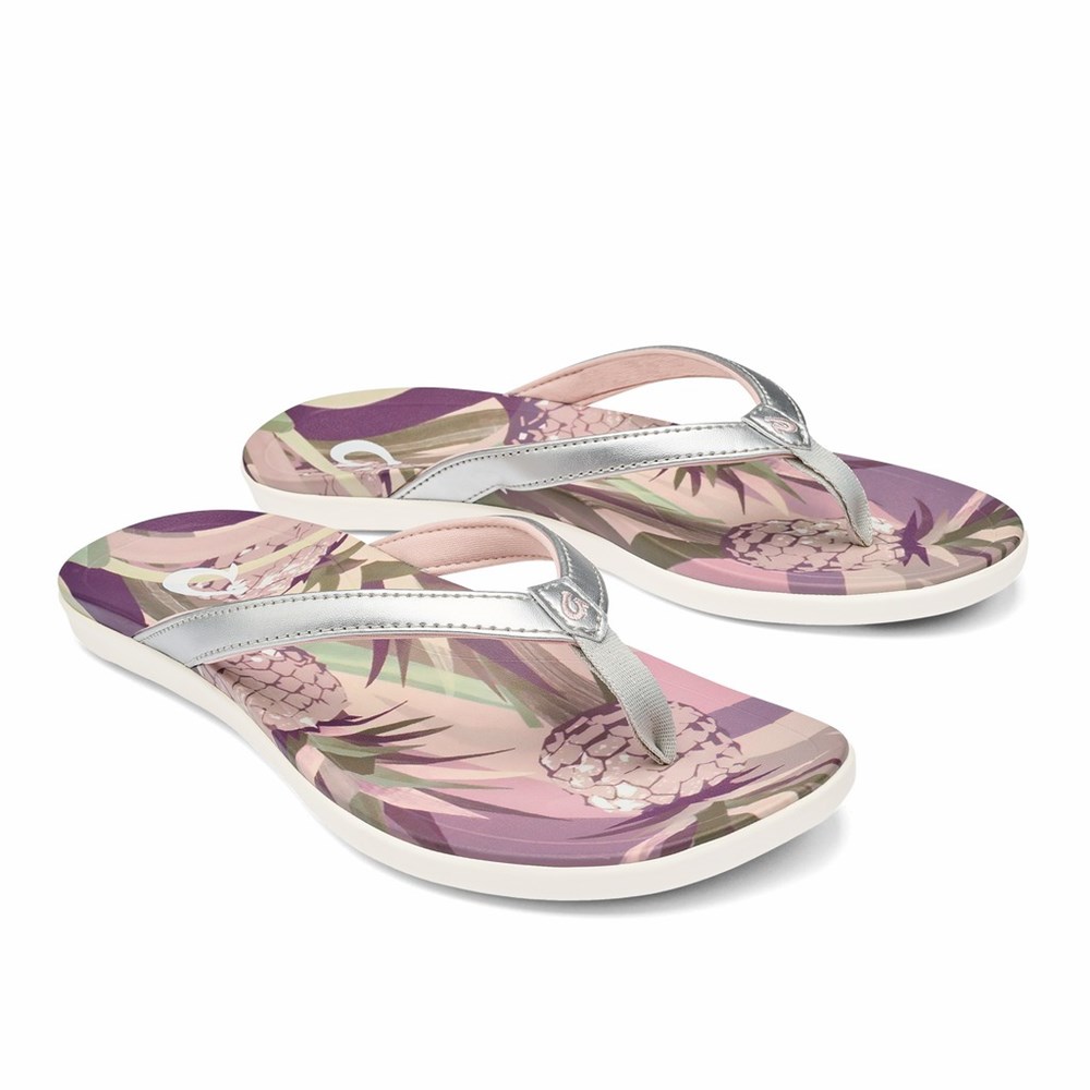 Silver OluKai Ho‘ōpio Hau Women's Sandals | 40358-HGMU