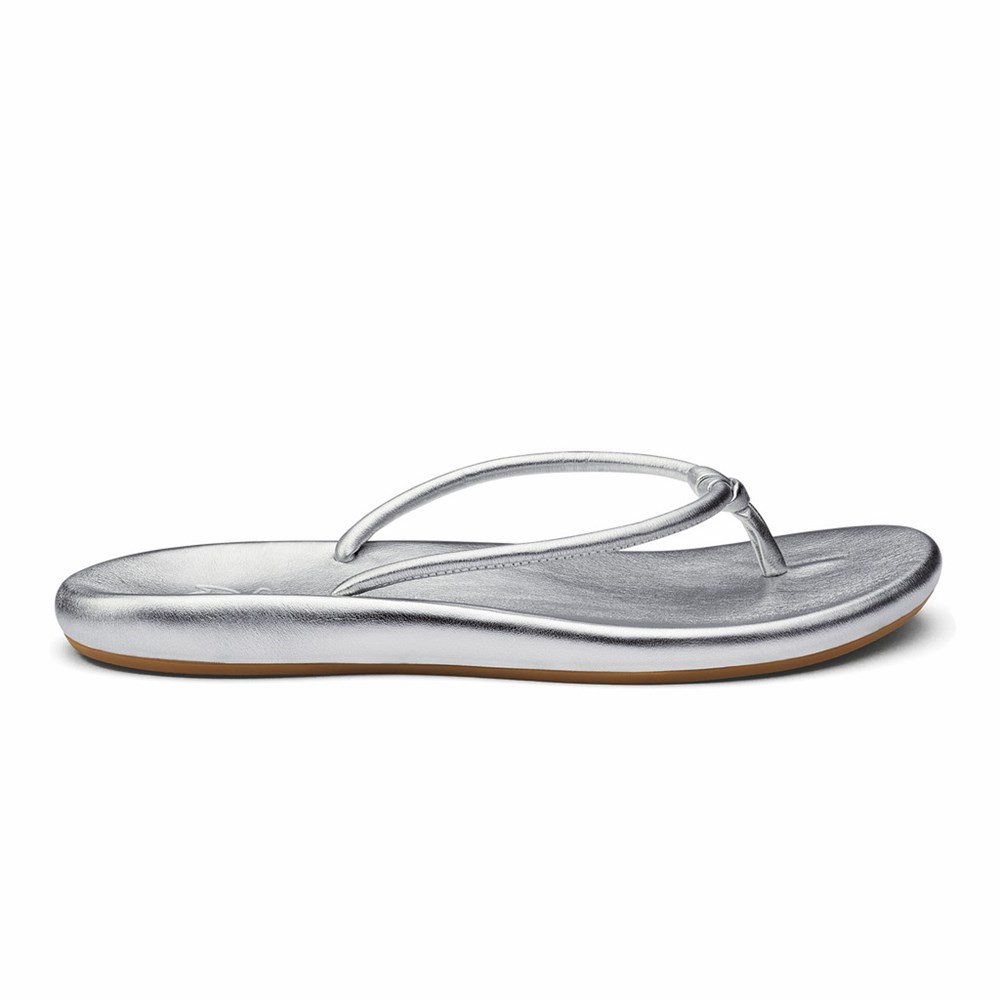 Silver OluKai Huawai Women\'s Sandals | 01276-DLUM