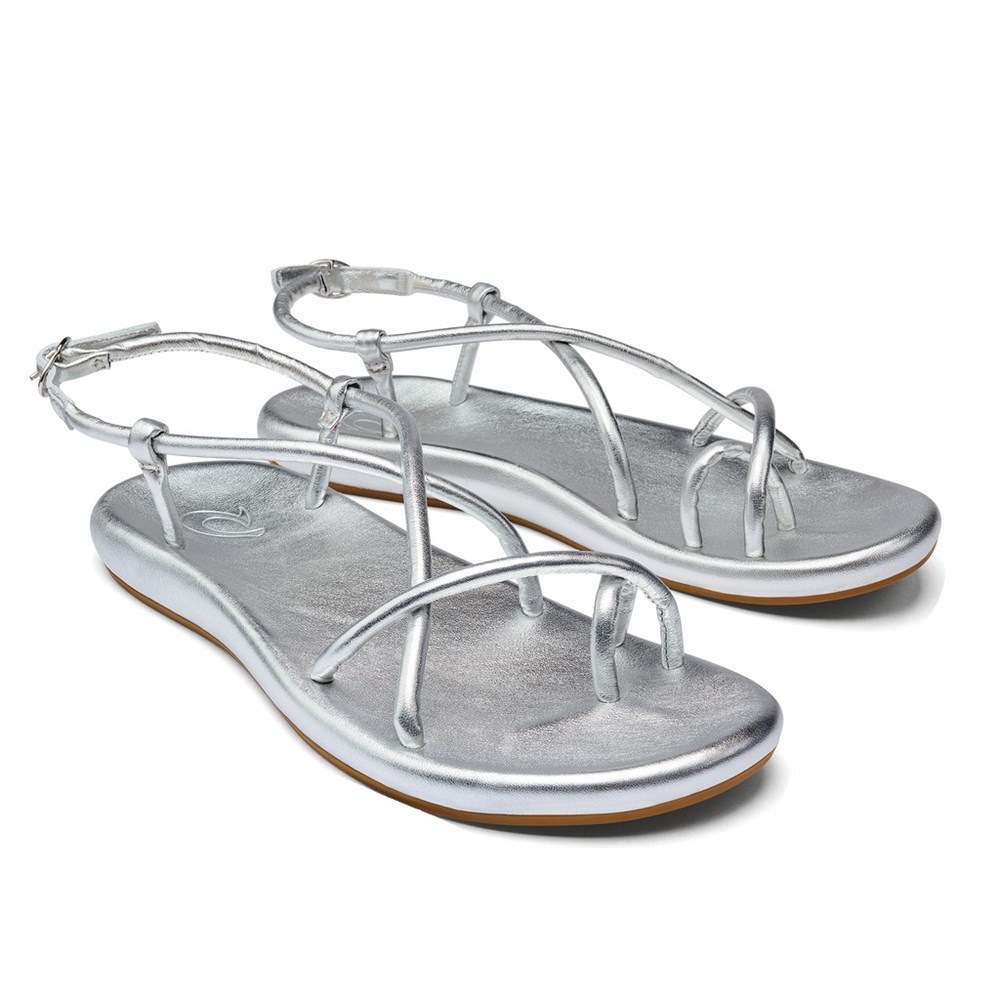 Silver OluKai Waiau Women's Sandals | 73856-KIQF