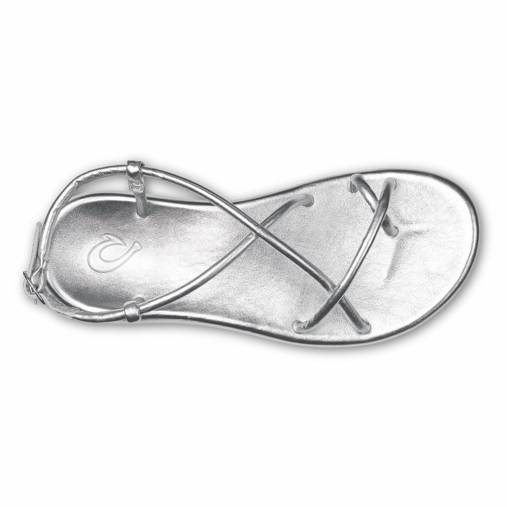 Silver OluKai Waiau Women's Sandals | 73856-KIQF