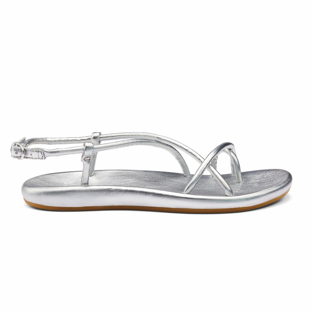 Silver OluKai Waiau Women\'s Sandals | 73856-KIQF