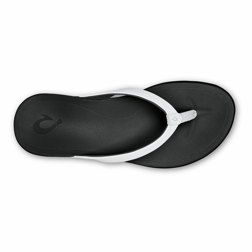 White / Black OluKai Ho‘ōpio Women's Sandals | 92461-LRKS