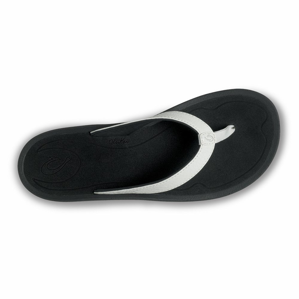 White / Black OluKai Kūlapa Kai Women's Sandals | 87109-NCBY