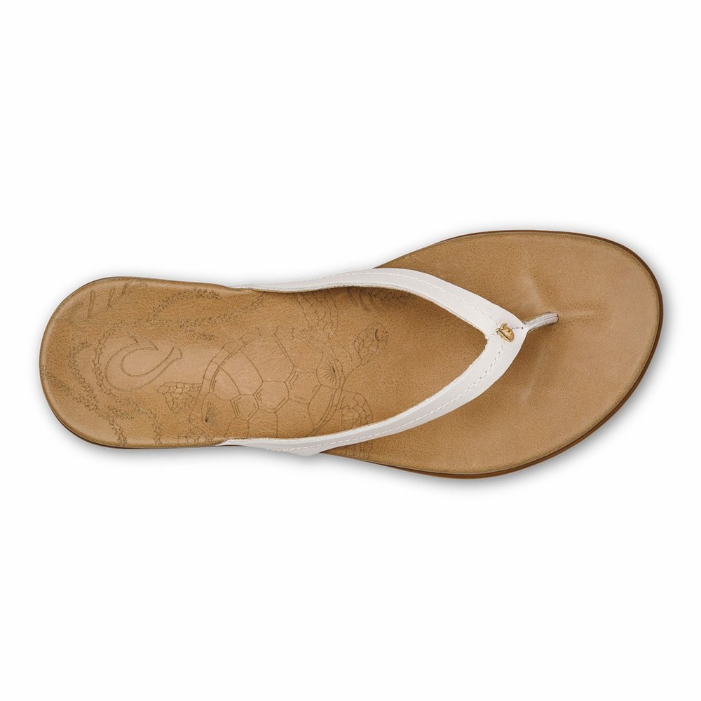 White / Brown OluKai Honu Women's Sandals | 84906-JLDI