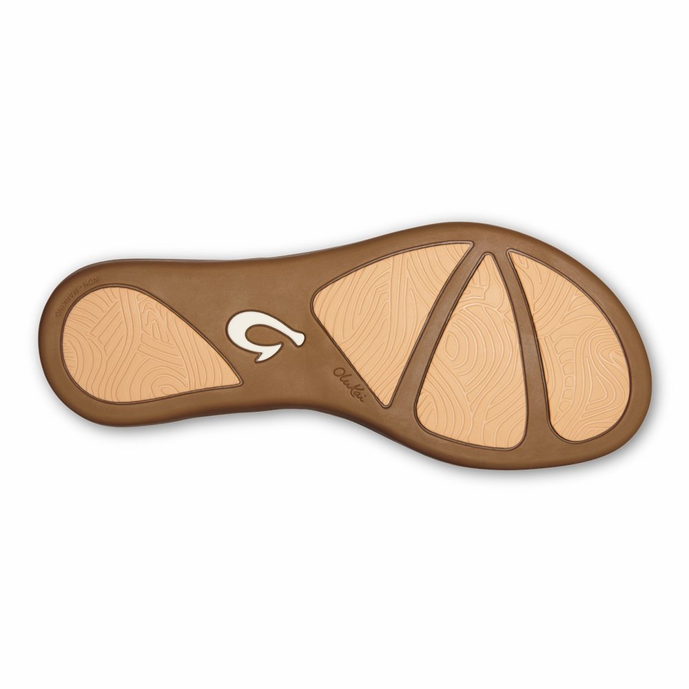 White / Brown OluKai Honu Women's Sandals | 84906-JLDI