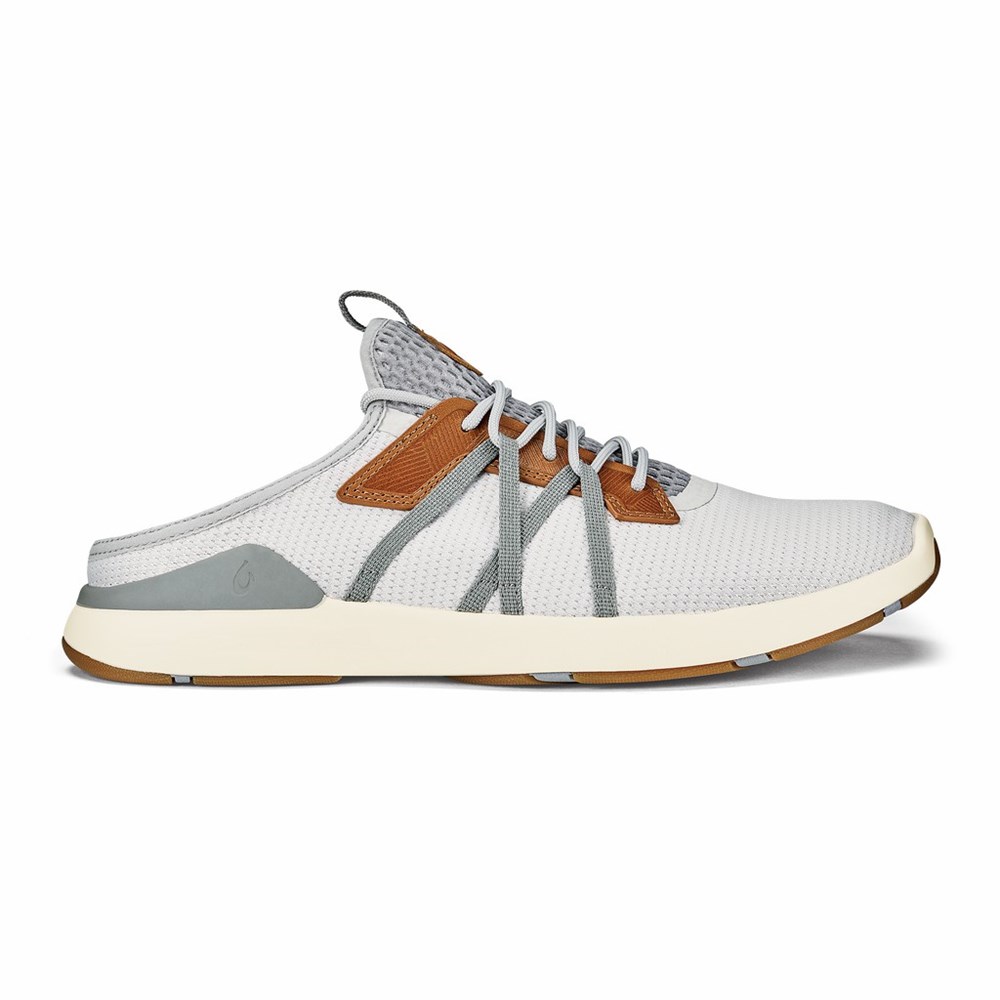 White Grey OluKai Mio Lī Men's Sneakers | 81309-YGNI