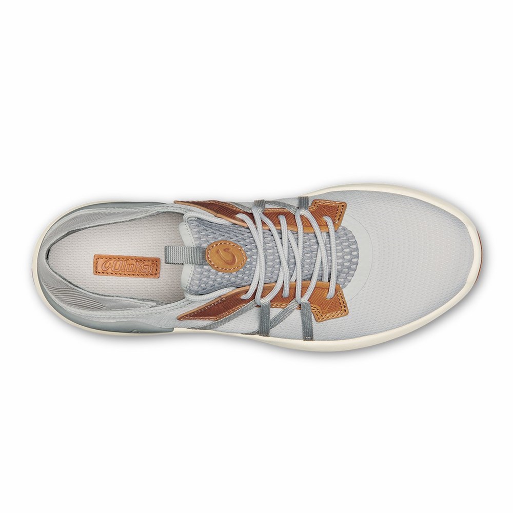 White Grey OluKai Mio Lī Men's Sneakers | 81309-YGNI