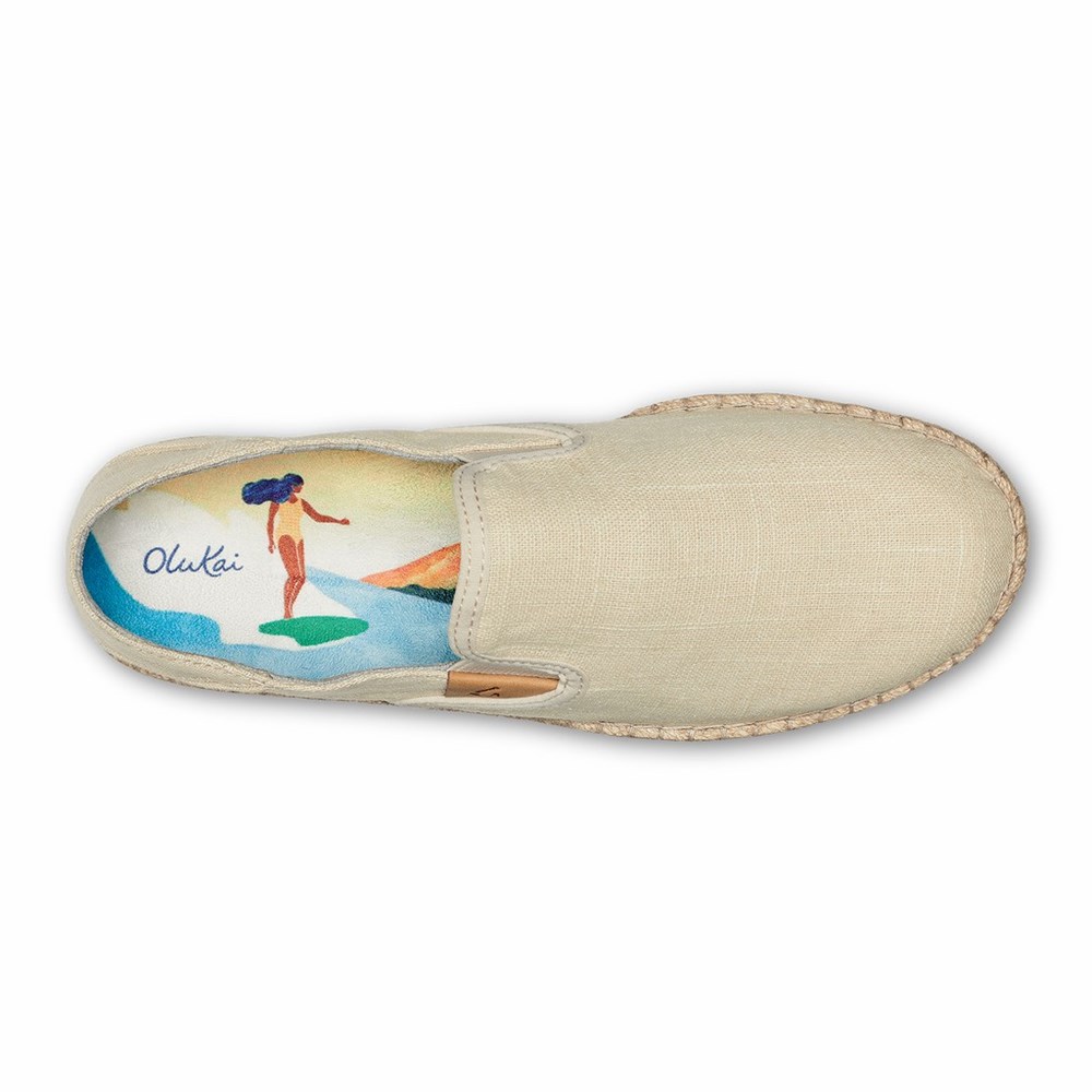 White OluKai Kaula Pa‘a Kapa Women's Sneakers | 19764-FSBT