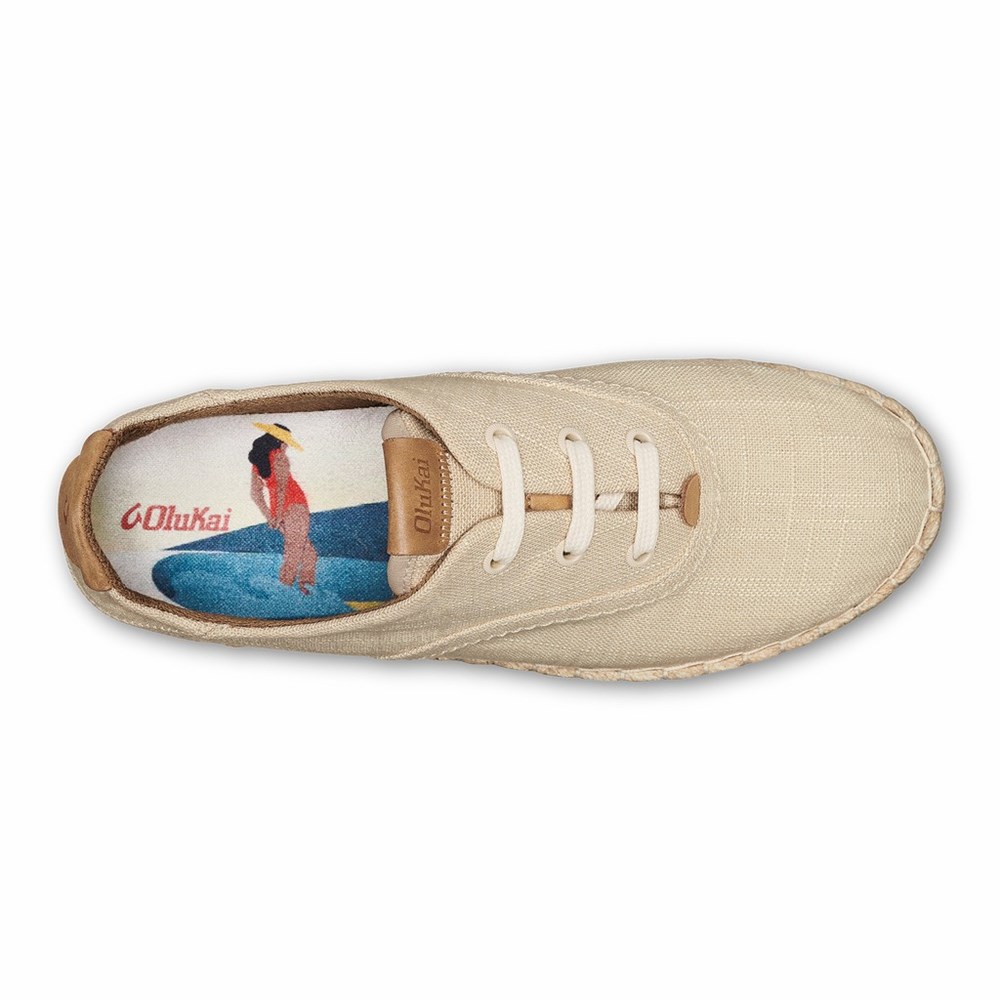 White OluKai Kaula Pa‘a Lī Women's Sneakers | 02963-VPYN