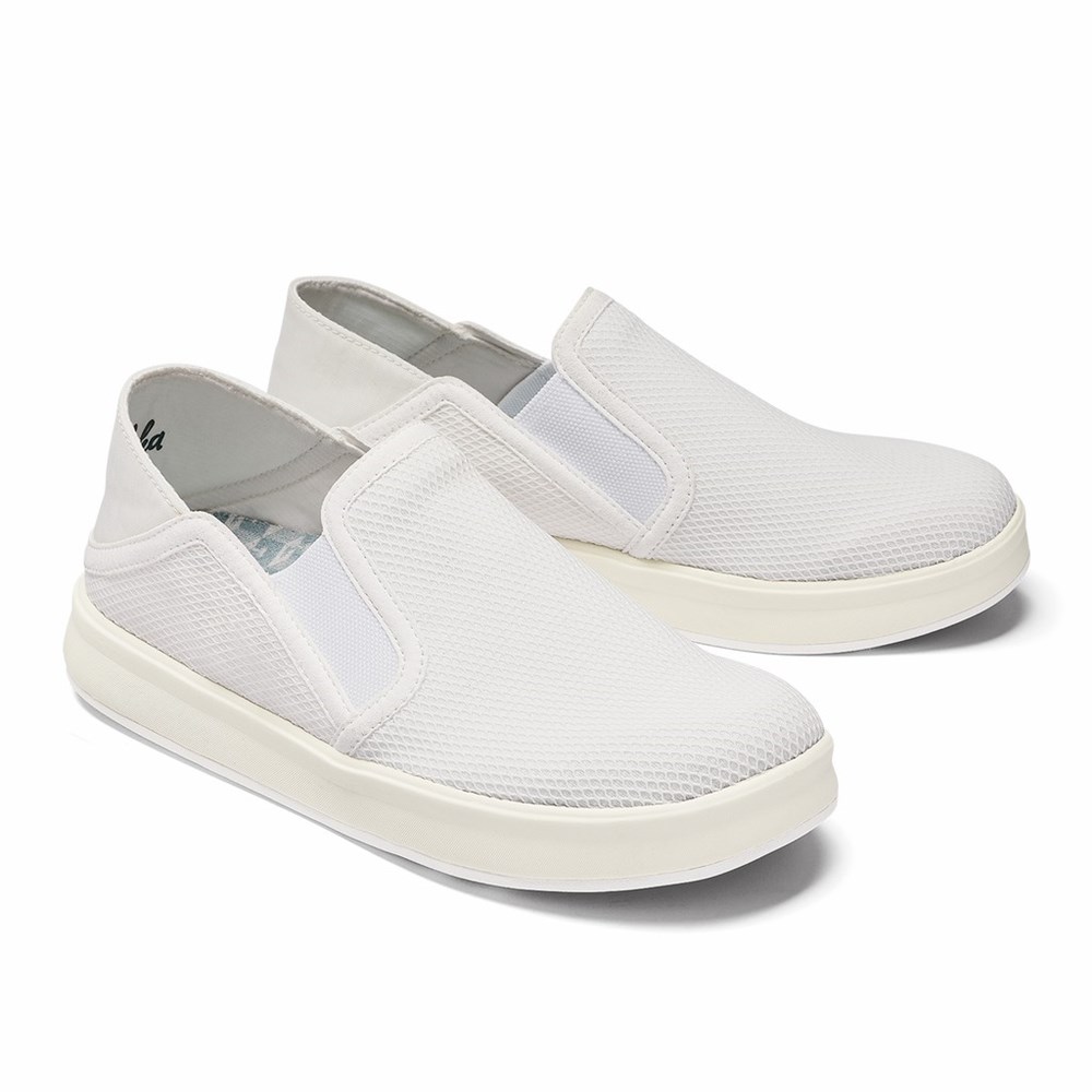 White OluKai Ki‘ihele Women's Sneakers | 24890-OYTM