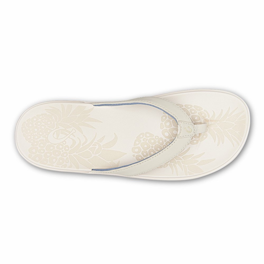 White OluKai Nu‘a Pi‘o Women's Sandals | 64137-RUGS