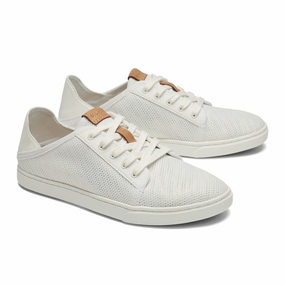 White OluKai Pehuea Lī Women's Sneakers | 30685-UVAQ