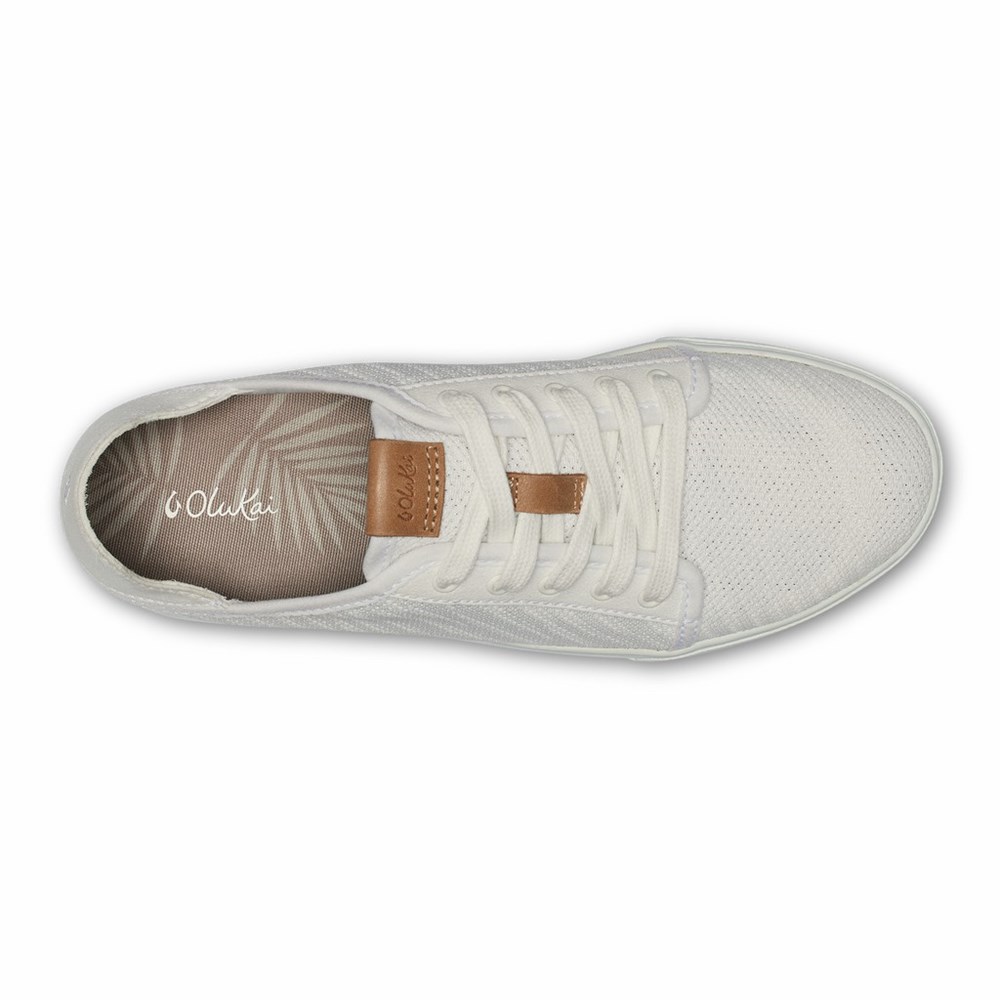 White OluKai Pehuea Lī Women's Sneakers | 30685-UVAQ