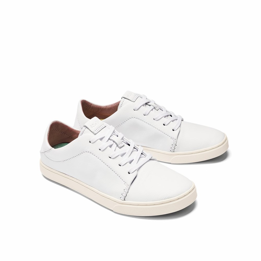 White OluKai Pehuea Lī ‘Ili Women's Sneakers | 36590-UTWE