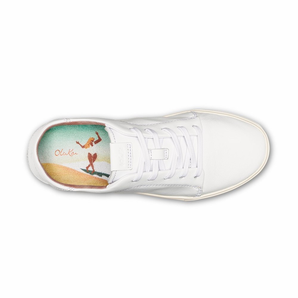 White OluKai Pehuea Lī ‘Ili Women's Sneakers | 36590-UTWE