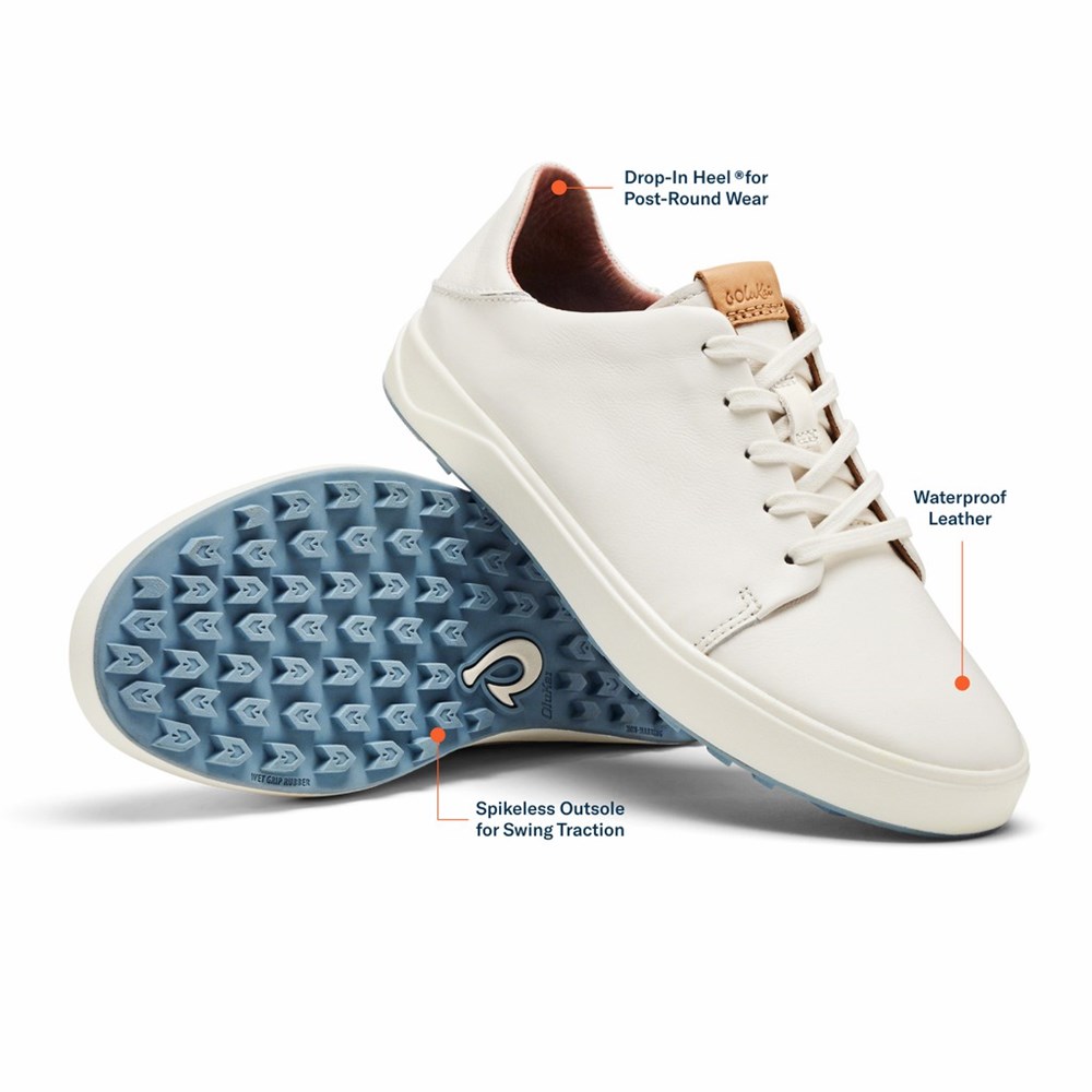 White OluKai Wailea Women's Golf Shoes | 72034-UQOI