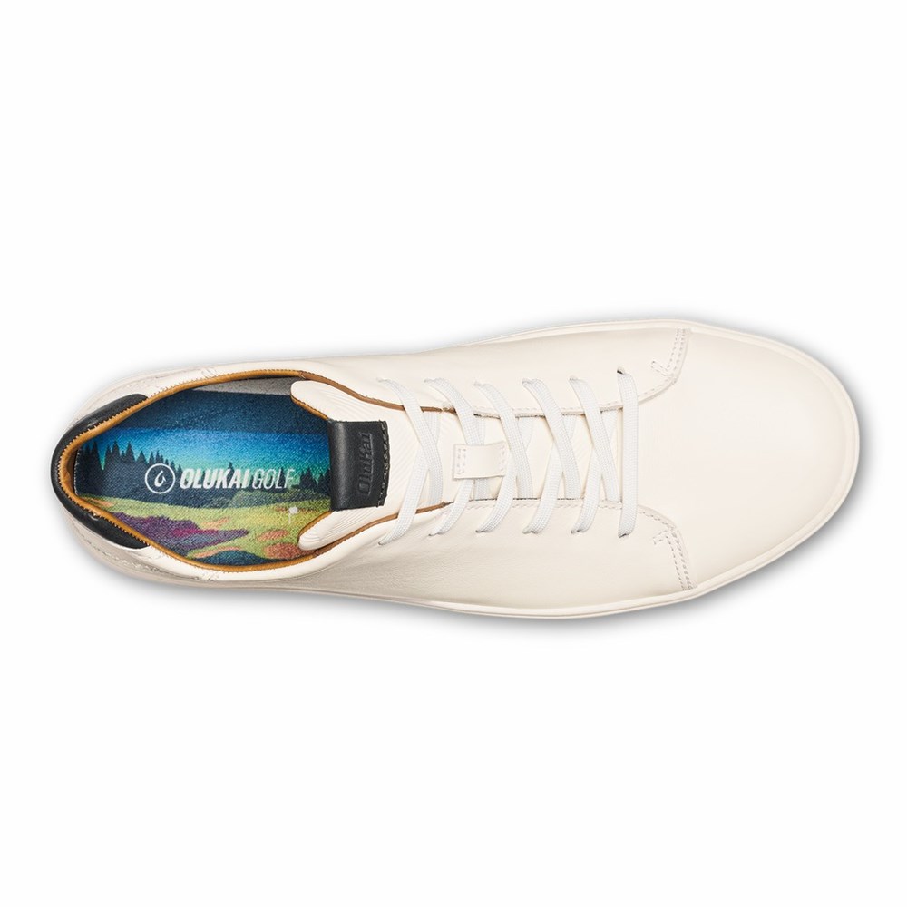 White OluKai Wai‘alae Men's Golf Shoes | 76315-DEOW