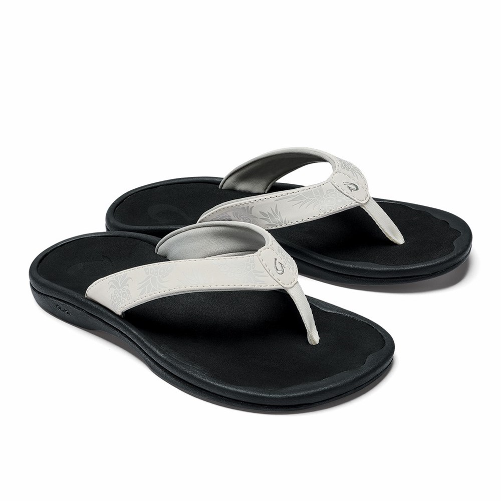 White OluKai ‘Ohana Women's Sandals | 04689-XIKH