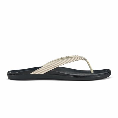 Beige / Stripes OluKai Ho‘ōpio Women's Sandals | 30951-SCIM