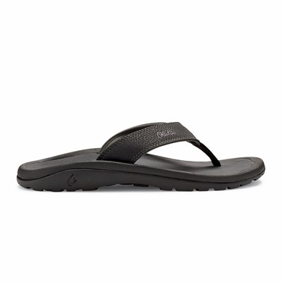 Black / Dark Grey OluKai ‘Ohana Men's Sandals | 40195-UAWX