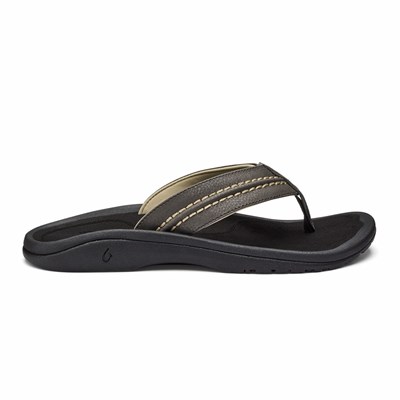 Black OluKai Hokua Men's Sandals | 43597-XJOU