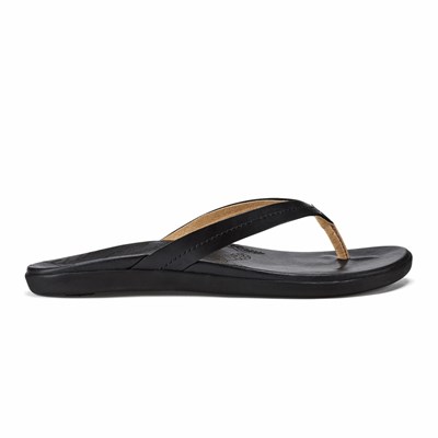 Black OluKai Honu Women's Sandals | 89743-QPCB