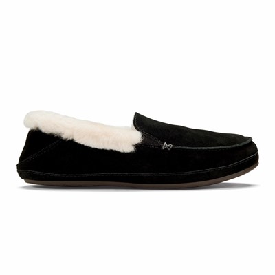 Black OluKai Ku‘una Women's Slippers | 20816-UNHW