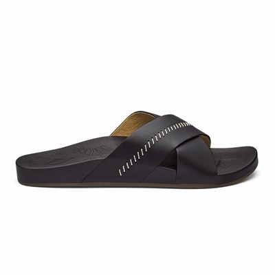 Black OluKai Kīpe‘a ‘Olu Women's Sandals | 15380-SLZV