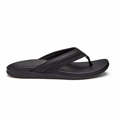 Black OluKai Maha Men's Sandals | 18039-YKUR