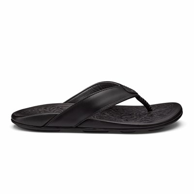 Black OluKai Mekila Men's Sandals | 16904-JSFC