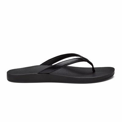 Black OluKai Puawe Women's Sandals | 08921-KRMD