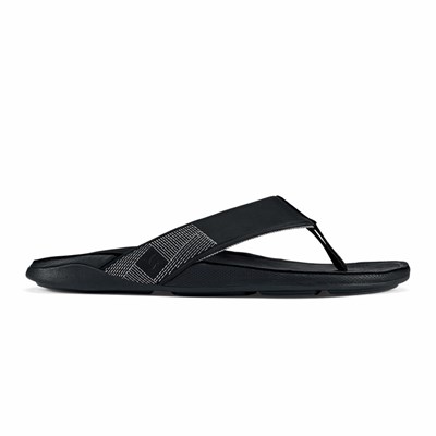 Black OluKai Tuahine Men's Sandals | 96714-JMCK