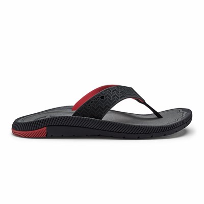 Black OluKai ‘Awiki Men's Sandals | 25647-RGBA