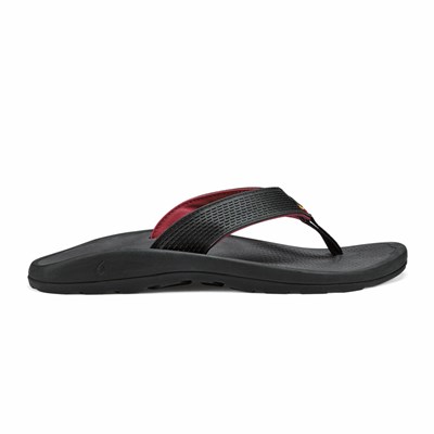 Black OluKai ‘Imaka Men's Sandals | 52461-HUFJ