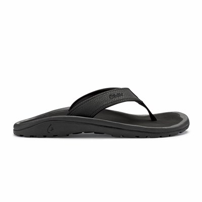 Black OluKai ‘Ohana Men's Sandals | 67109-YILO