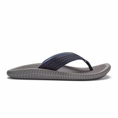 Blue / Grey OluKai Ulele Men's Sandals | 68529-OBLS