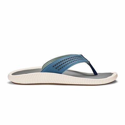 Blue / Grey OluKai Ulele Men's Sandals | 95603-IUEQ