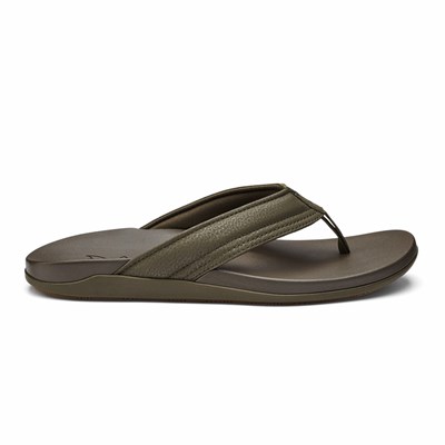 Brown OluKai Maha Men's Sandals | 87502-HKEW