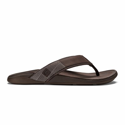 Brown OluKai Tuahine Men's Sandals | 19752-RDVS