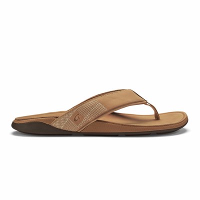 Brown OluKai Tuahine Men's Sandals | 56241-CESJ